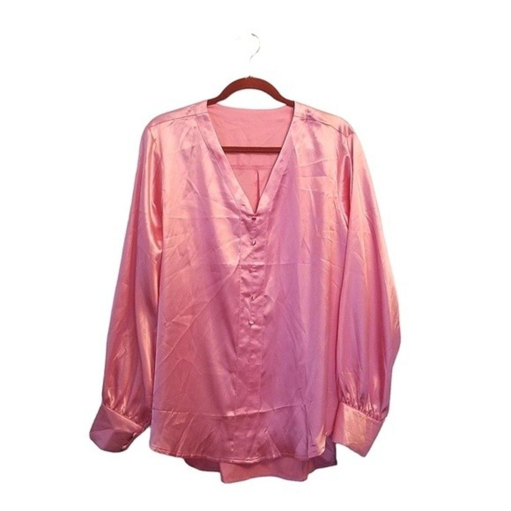 Shein Barbie Pink Satin Top 1XL NWOT 2 0160